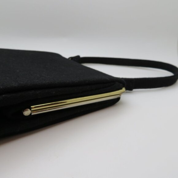 Vintage Handheld Black Wool Purse Bag L&M Spot Lite Exclusive Evening Top Handle - Picture 5 of 12